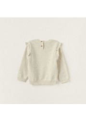 Giggles Textured Pullover with Long Sleeves and Ruffles