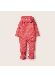 Juniors Polka Dot Print Coveralls with Hood