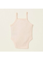 Giggles Solid Sleeveless Bodysuit with Lace Detail and Press Button Closure