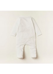 Giggles Star Embroidered Sleepsuit with Long Sleeves and Snap Button Closure