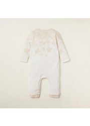 Giggles Printed Sleepsuit with Long Sleeves and Snap Button Closure