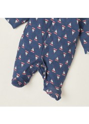 Juniors All-Over Printed Closed Feet Sleepsuit with Long Sleeves