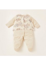 Giggles Floral Detail Sleepsuit with Press Button Closure