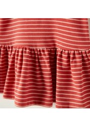 Juniors Striped Polo Dress with Cap Sleeves