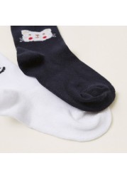 Juniors Printed Socks with Scalloped Hem - Pack of 2