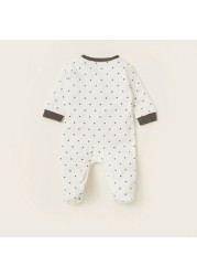 Juniors All-Over Heart Print Closed Feet Sleepsuit with Long Sleeves