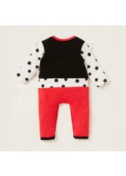 Minnie Mouse Print Sleepsuit with Long Sleeves