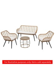 Cocoon Steel Wicker Side Table W/Glass Top (53 x 53 x 47.5 cm)