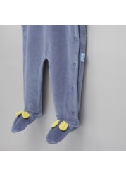 Juniors Textured Closed Feet Sleepsuit with Hood and Applique Detail