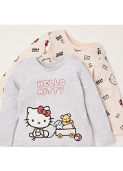 Sanrio Hello Kitty Print Crew Neck T-shirt with Long Sleeves - Set of 2