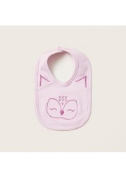 Juniors Fox Embroidered Bib with Press Button Closure