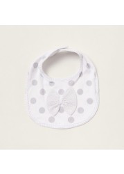 Giggles All-Over Printed Bib with Press Button Closure and Bow Applique
