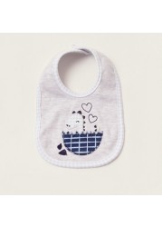 Juniors Dino Embroidered Bib with Snap Button Closure