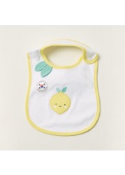 Juniors Printed Bib with Button Closure and Lemon Embroidery