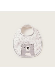 Juniors Bear Embroidered Bib with Press Button Closure