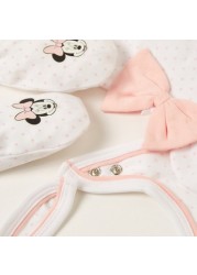 Disney Minnie Mouse Print Bib with Cap and Mittens