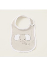 Juniors Elephant Embroidered Bib with Press Button Closure