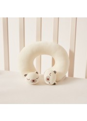 Juniors Solid Neck Pillow with Plush Bear Accent