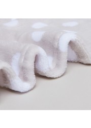 Juniors Polka Dot Printed Fleece Blanket and Cap - 76x100 cms