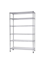 Steel Chrome 6-Tier Storage Shelf W/Wheels