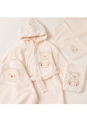 Giggles Embroidered 4-Piece Hooded Bathrobe and Towel Set