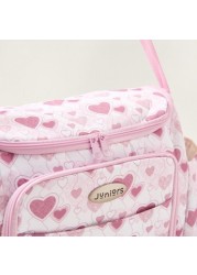 Juniors Heart Print Diaper Bag with Zip Closure