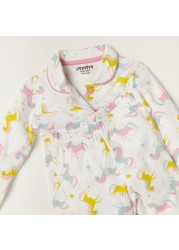 Juniors Unicorn Print Long Sleeve Shirt and Pyjama Set