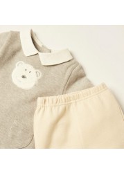 Giggles Embroidered T-shirt and Full Length Pyjama Set