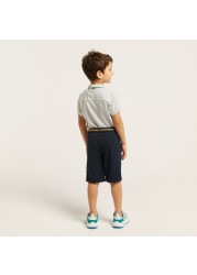 Juniors Solid Shorts with Button Closure and Belt