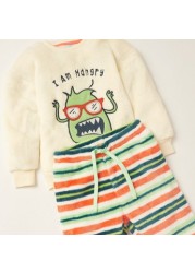 Juniors Graphic Print T-shirt and Striped Pyjamas Set