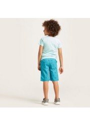 Juniors All-Over Print Shorts with Pockets and Drawstring Closure