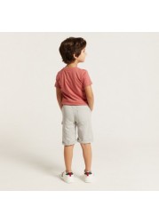 Juniors Solid Woven Shorts with Pockets and Drawstring Waistband