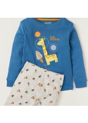 Juniors Applique Detail Sweatshirt and Printed Pyjama Set