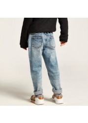 Juniors Solid Denim Pants with Drawstring Closure and Pockets