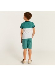 Juniors Colourblock Crew Neck T-shirt and Shorts Set