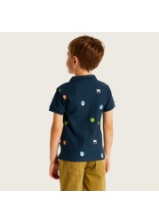 Avengers Print Polo T-shirt with Short Sleeves and Button Closure