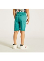 Juniors Solid Shorts with Button Closure and Pockets