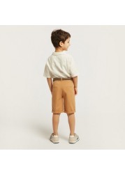 Juniors Solid Shorts with Button Closure and Belt