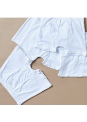 Juniors Solid Boxers with Elasticised Waistband - Set of 5