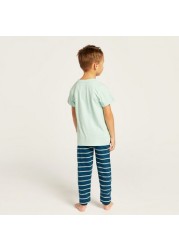 Juniors Printed Crew Neck T-shirt and Pyjama Set