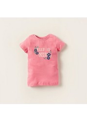 Juniors Printed Crew Neck T-shirt and Pyjama Set