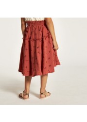 Printed Skirt with Elasticised Waistband and Pockets