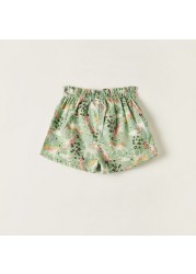 Juniors Unicorn Print Mid-Rise Shorts with Drawstring Closure and Pockets