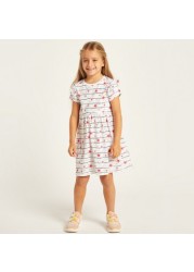 Juniors Printed Round Neck Dress with Short Sleeves - Set of 3