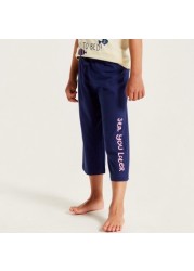 Juniors Printed Crew Neck T-shirt and Pyjama Set