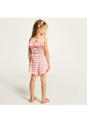 Juniors Striped Sleeveless Playsuit with Ruffle Detail