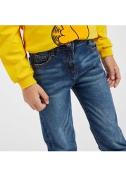 Juniors Solid Jeans with Button Closure and 5-Pockets