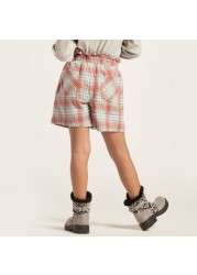 Eligo Chequered Print Shorts with Elasticated Waistband and Pockets