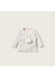 Juniors Bunny Applique Long Sleeve T-shirt and Pyjama Set