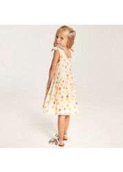 Juniors Tiger Print Sleeveless Dress with V-neck and Tie-Up Detail